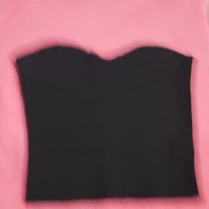 Dilvin Knit Black Strapless Bustier Top